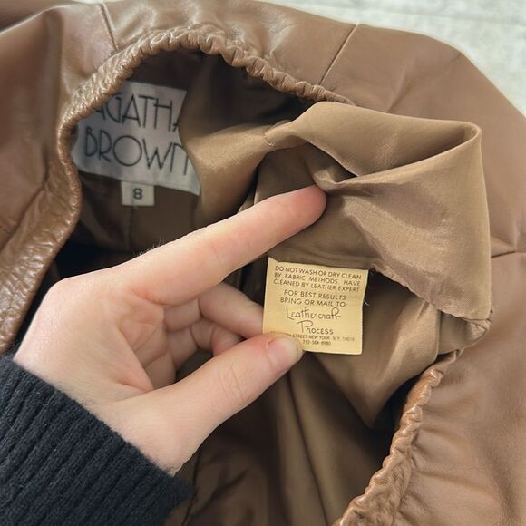 Vintage 80s Genuine Leather Brown Trouser Straight Leg - Picture 6 of 6